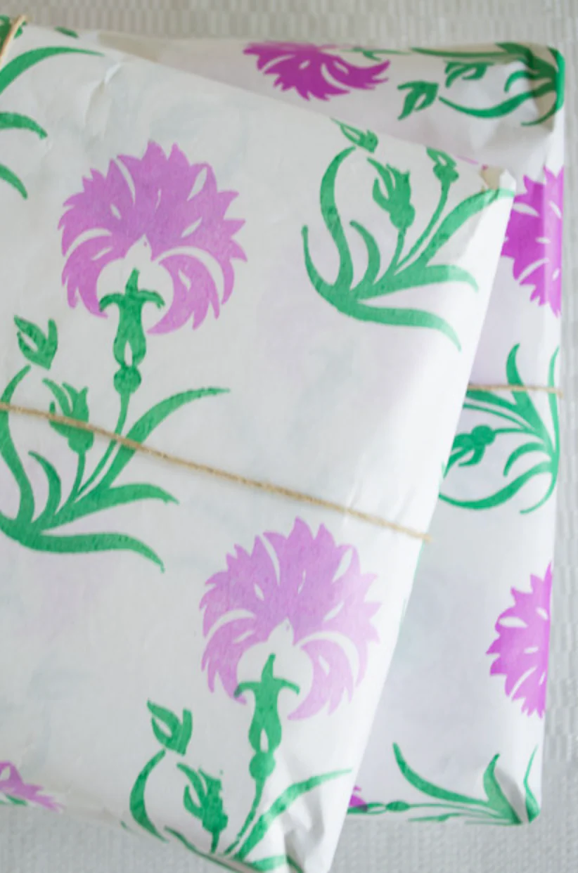 Gavepapir • Pink Blomst • 3 ark • Sendes ikke