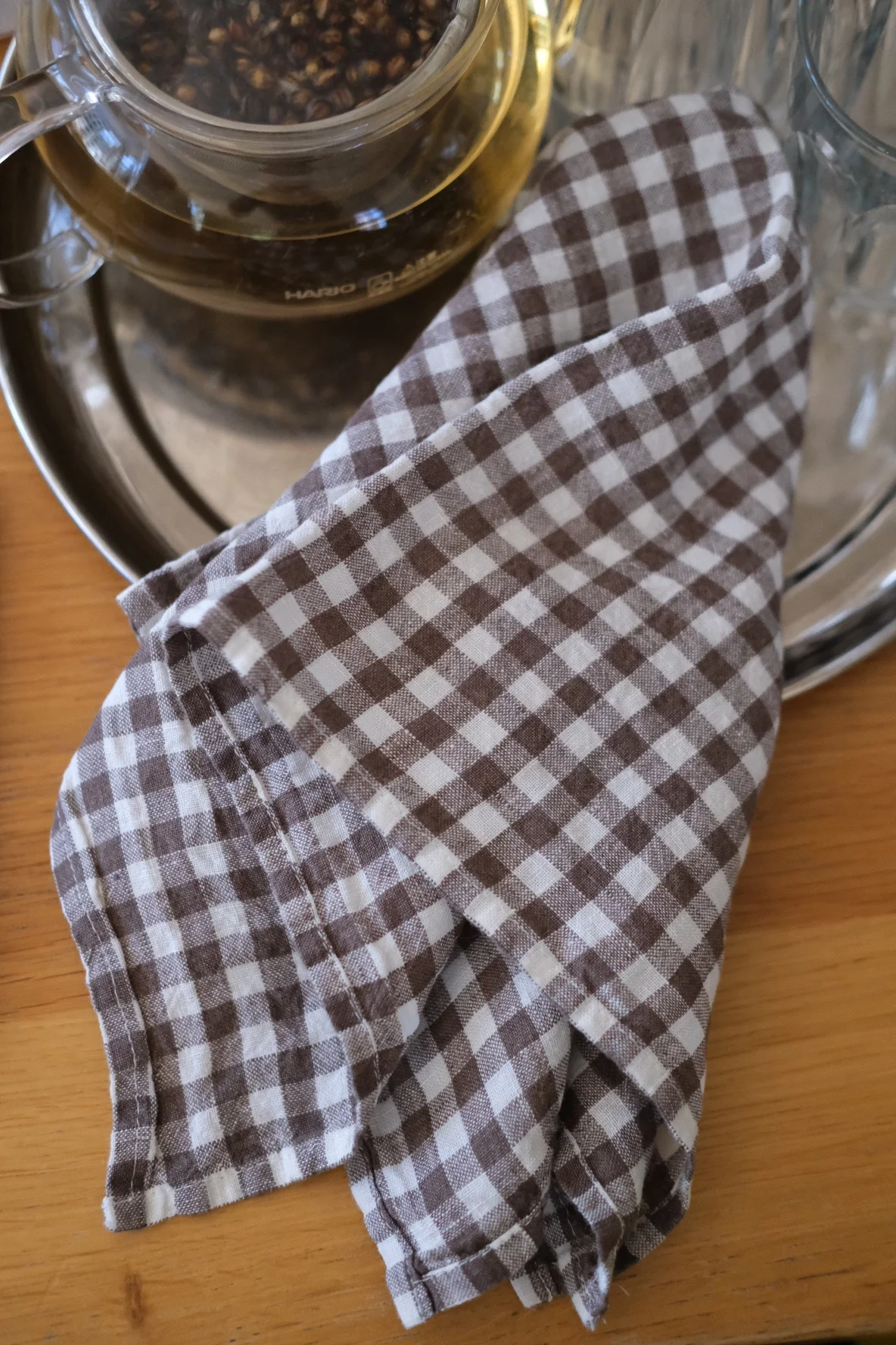 Hørserviet • Vichy Marron • Ternet Brun • Linge Particulier - Image 2