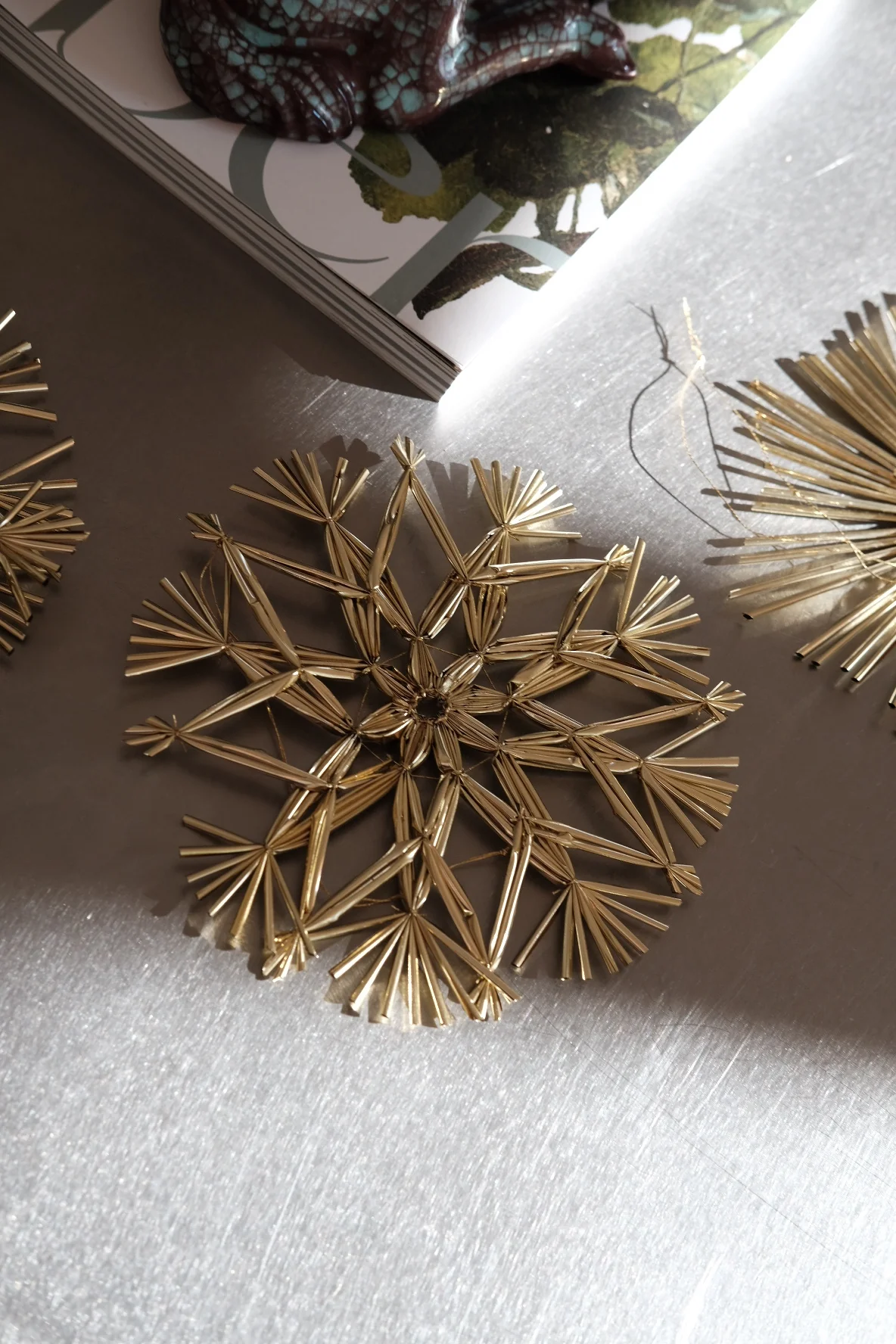 Julepynt • Dekoration • Strå • Guld • 15 cm - Image 2