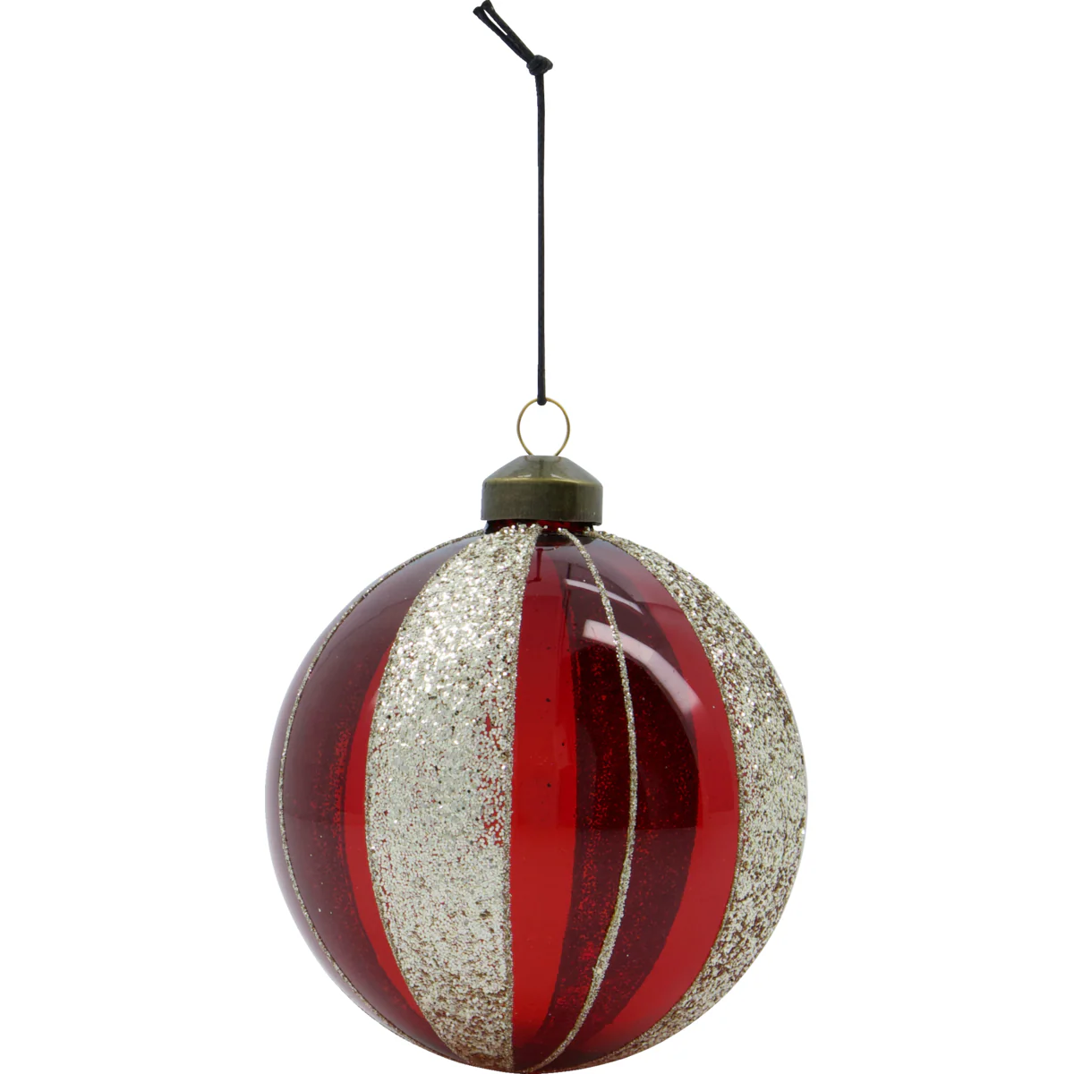 Julepynt • Glaskugle • Bordeaux med sølvstriber • 8cm - Image 2