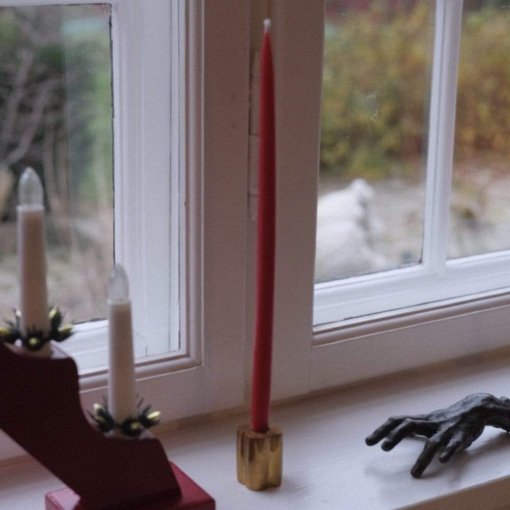 Hånddyppede Kertelys • 28 cm • 4 stk • Mørke Rød
