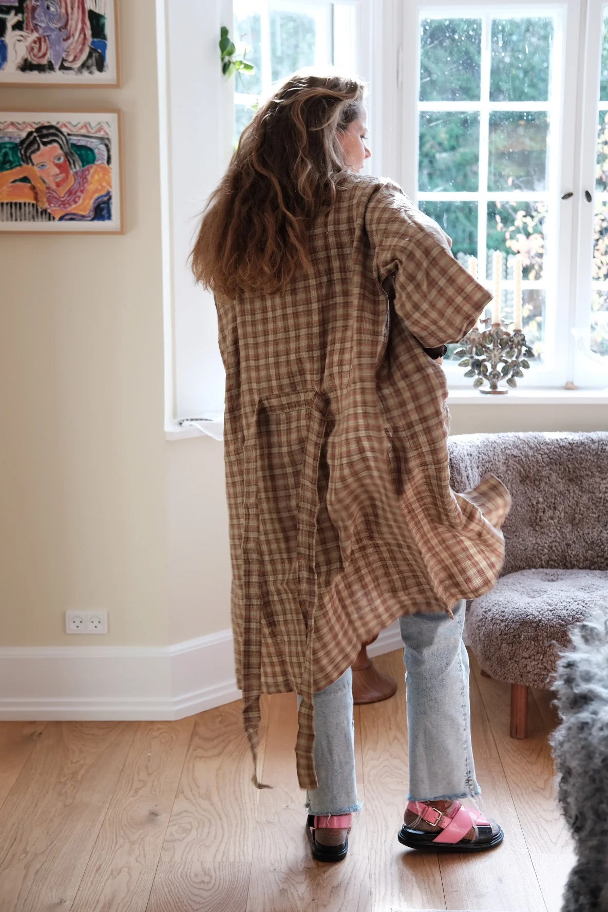 Kimono • M • Tartan Sienne Vert • Ternet brune nuancer - Image 3