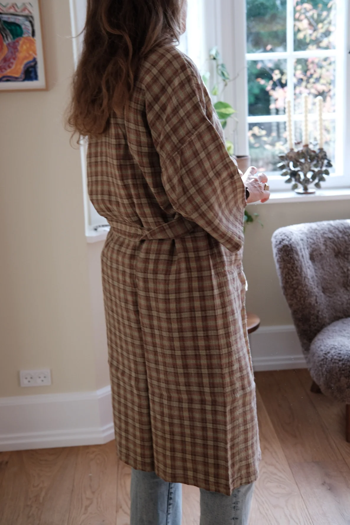Kimono • M • Tartan Sienne Vert • Ternet brune nuancer - Image 4