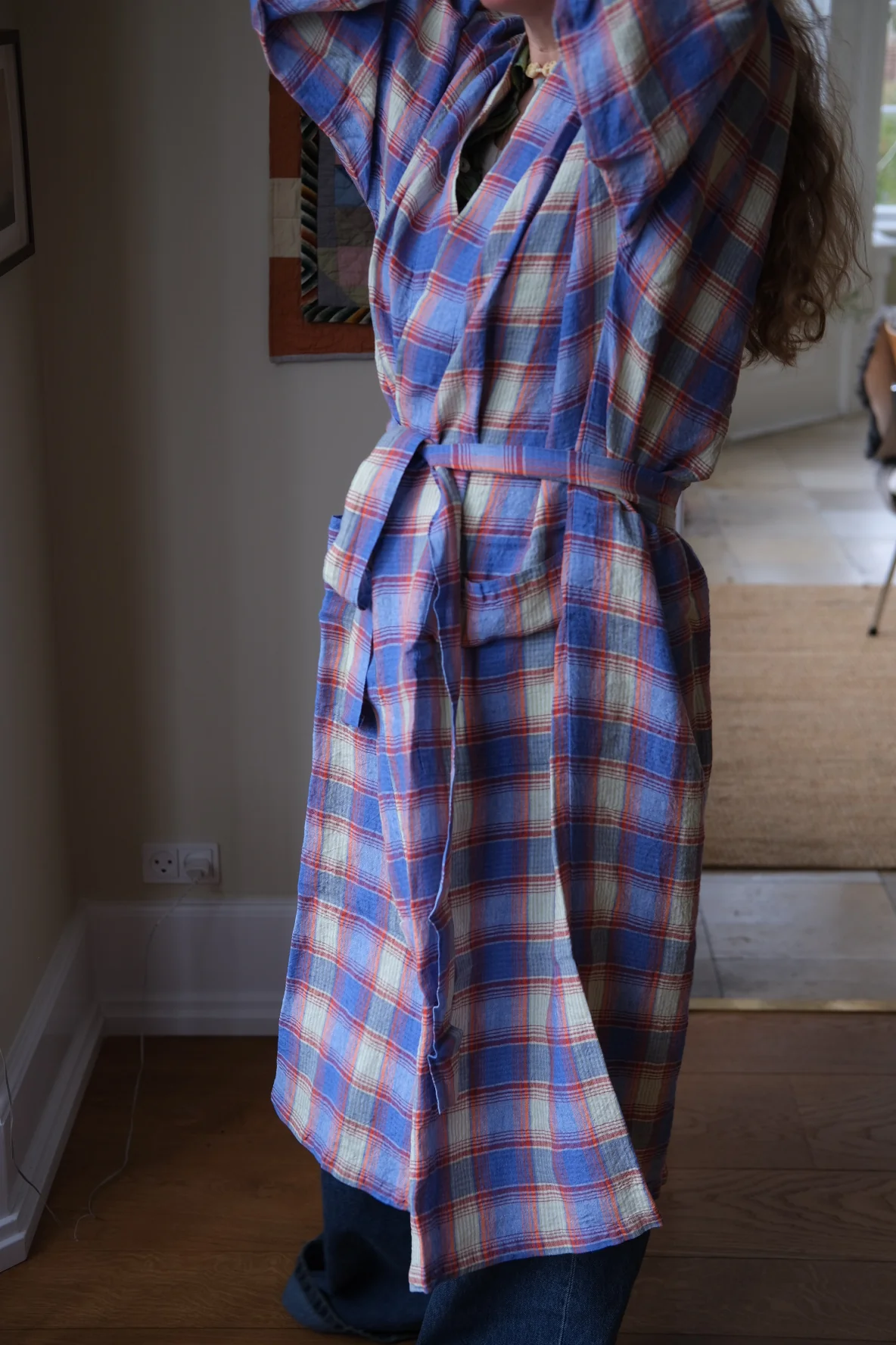 Kimono • XL •Ecossais d'ete • Blå ternet - Image 4