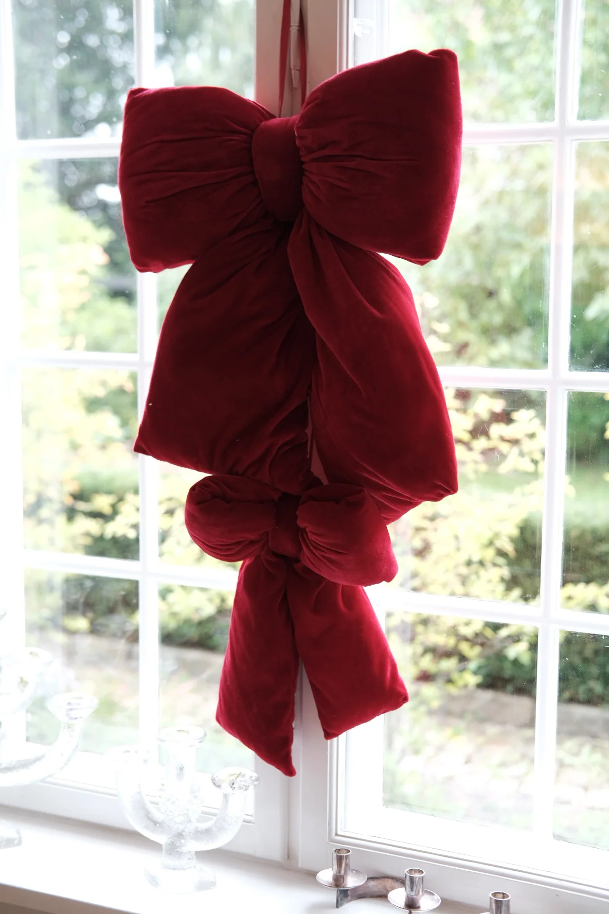 Julepynt • Velour Sløjfe • Rød • 60 cm - Image 2