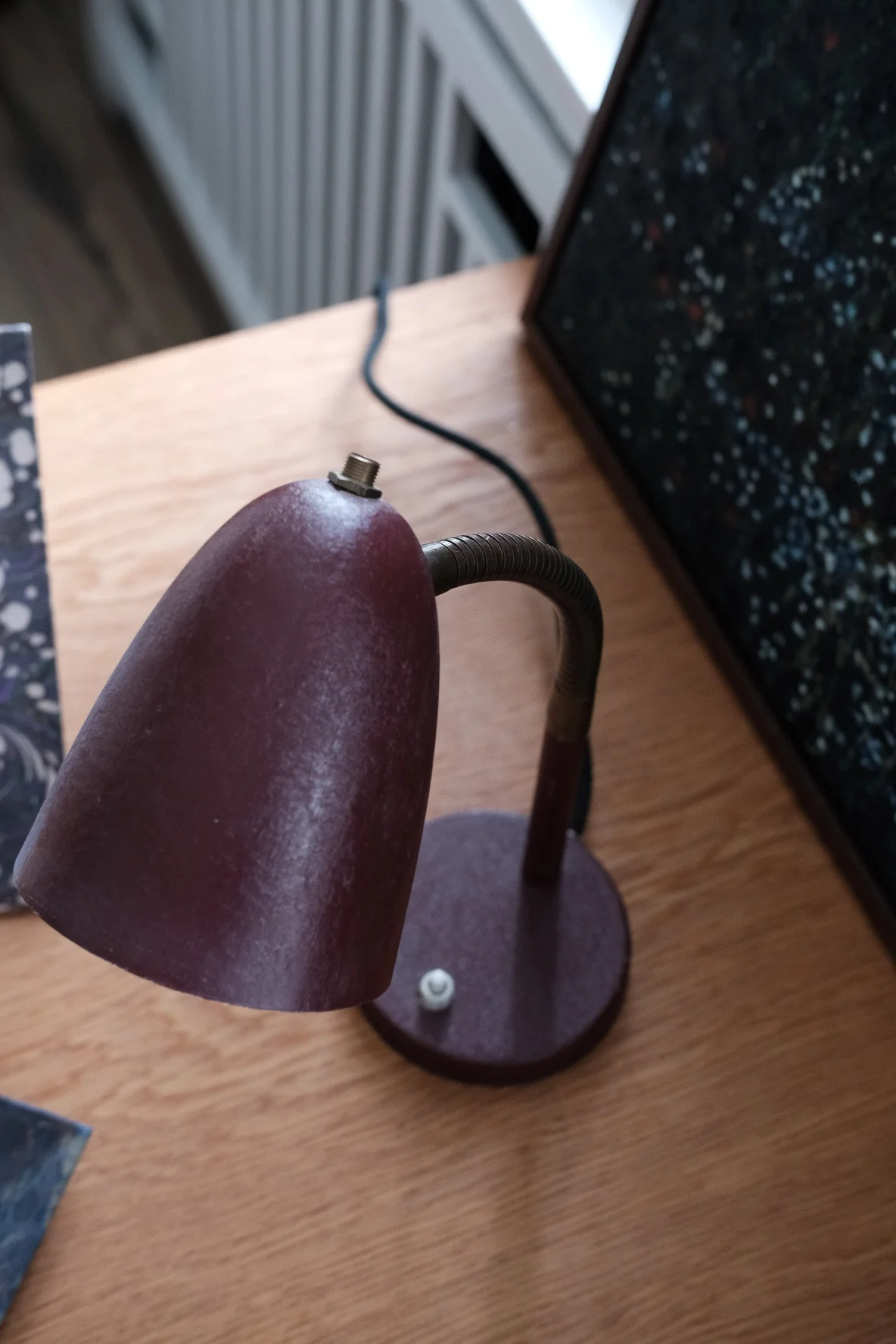 Vintage • Lampe • Bord • Mørkerød - Image 3